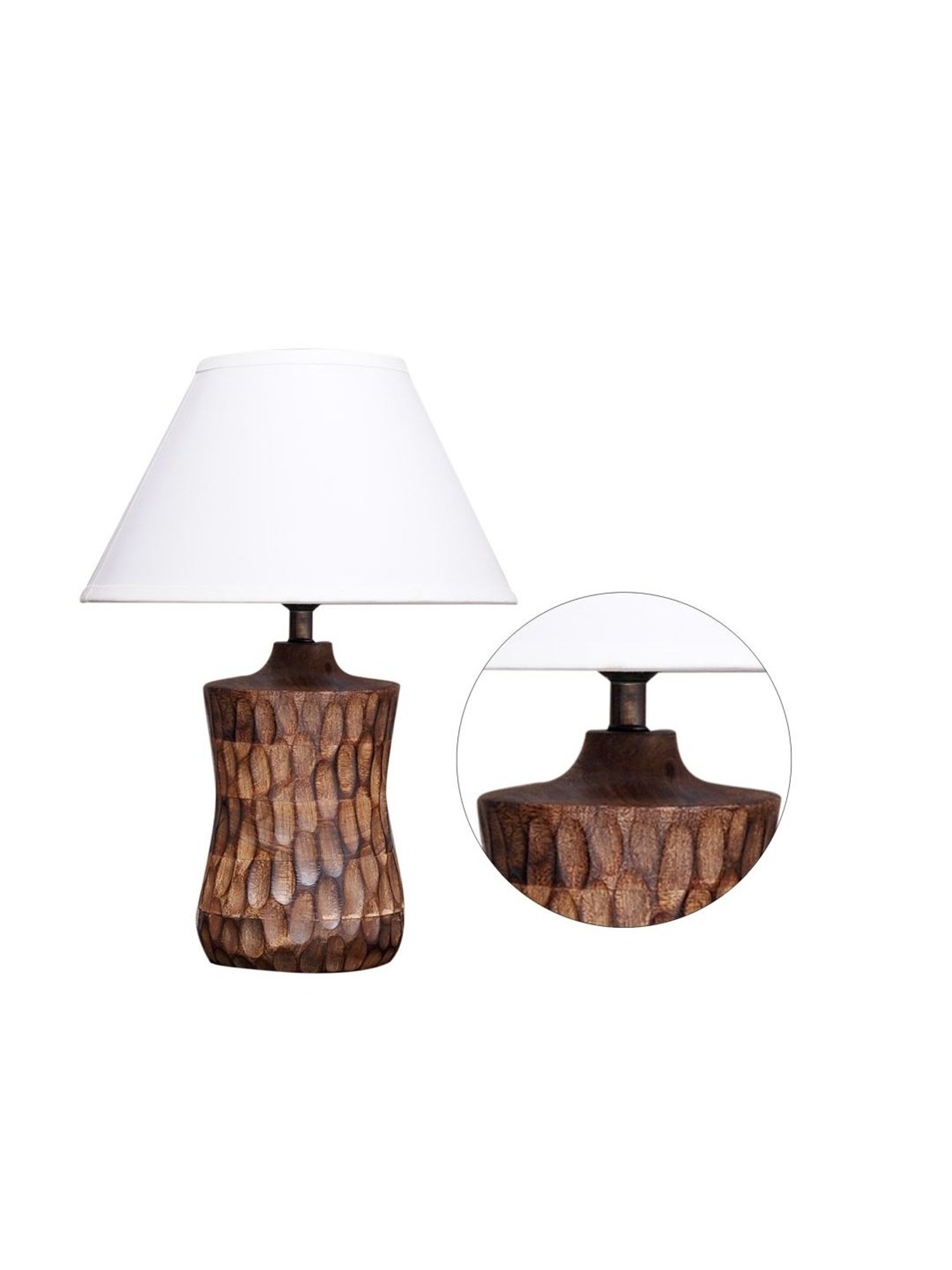 Kapoor Lamp Shades Brown & White Wood Emmett Carved Table Lamp