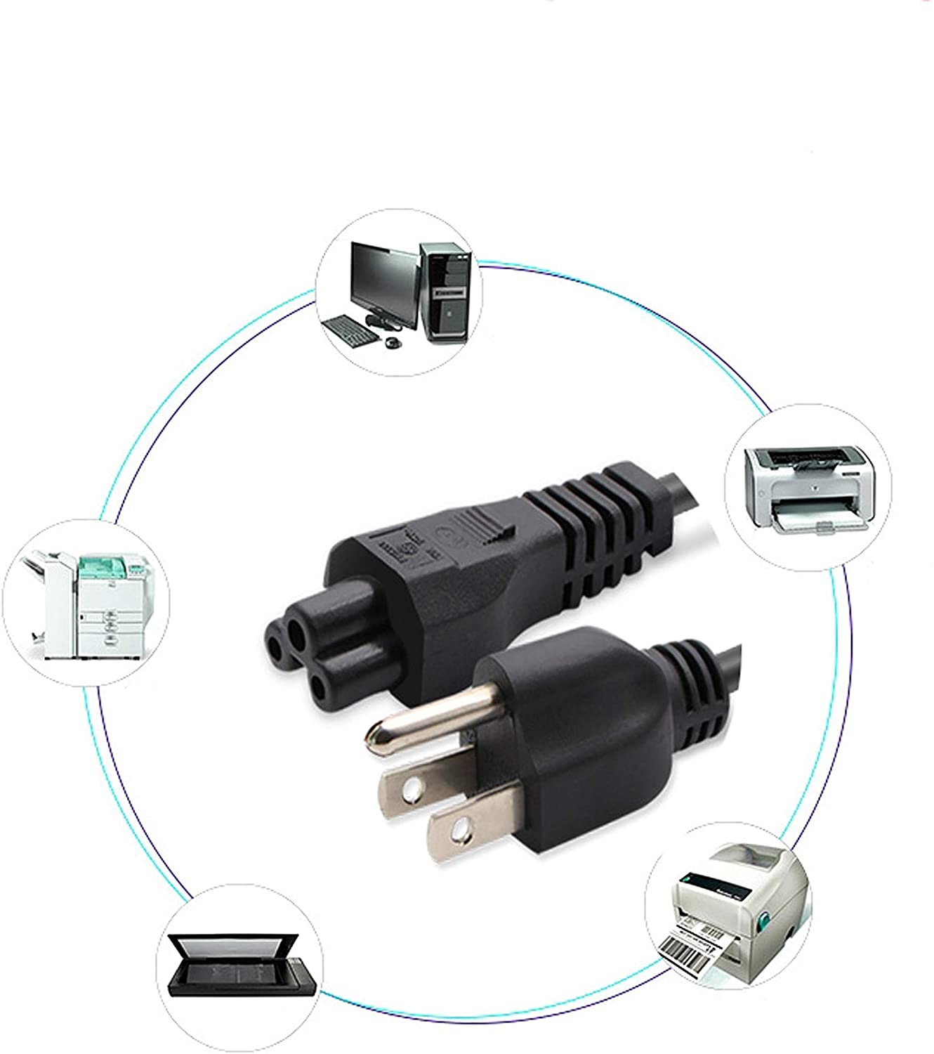 Long  Ft 3 Prong AC Laptop Power Cord Cable for Dell IBM Hp Compaq Asus Sony Toshiba Lenovo Acer Gateway Notebook Computer Charger Spare: IEC-60320 IEC320 C5 to NEMA 5-15P