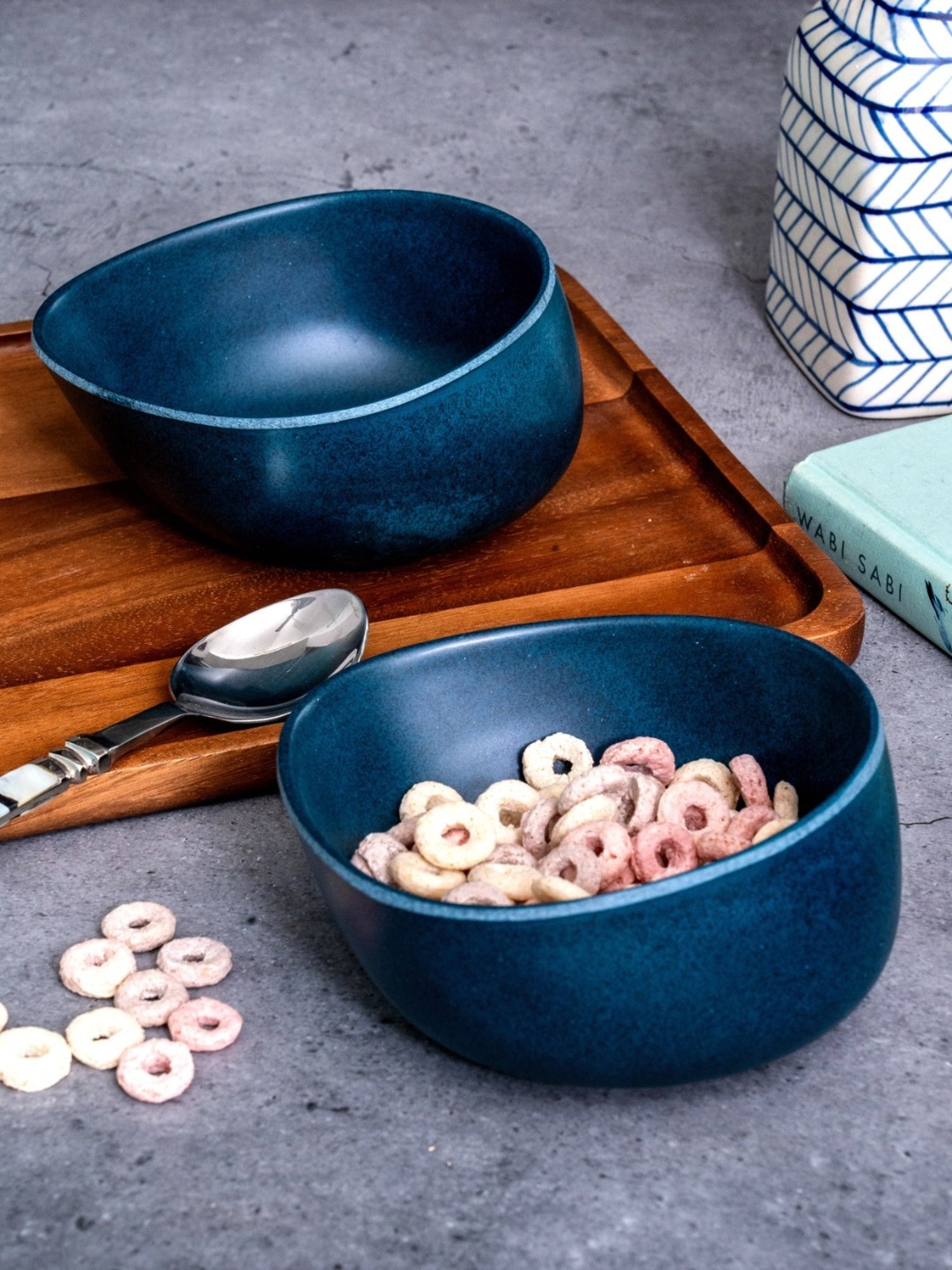 Stehlen Blue Melamine Retro Bowl - Set of 2