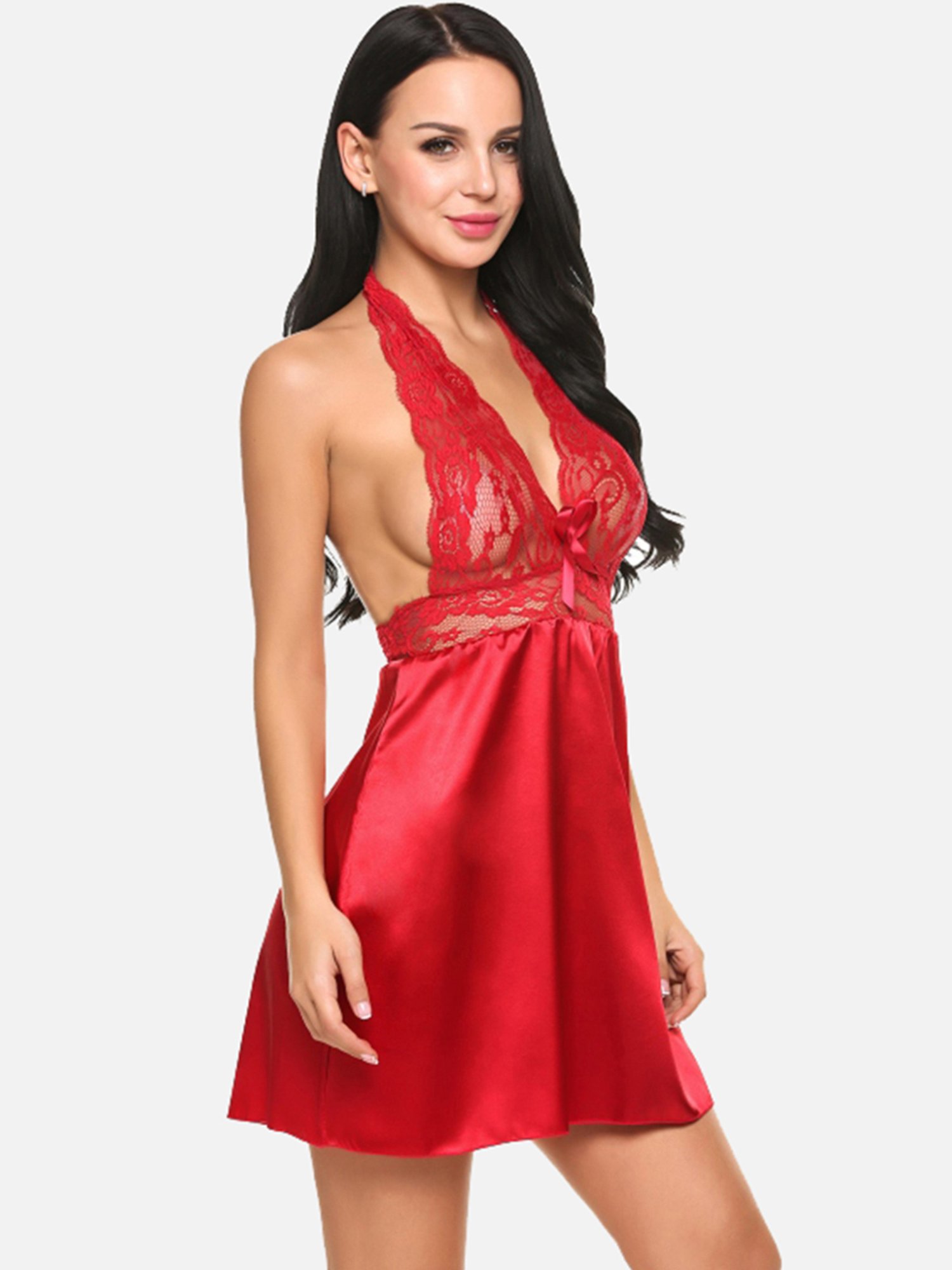 FIMS: Fashion is my Style Maroon & Red Lace Work Babydoll With Thong