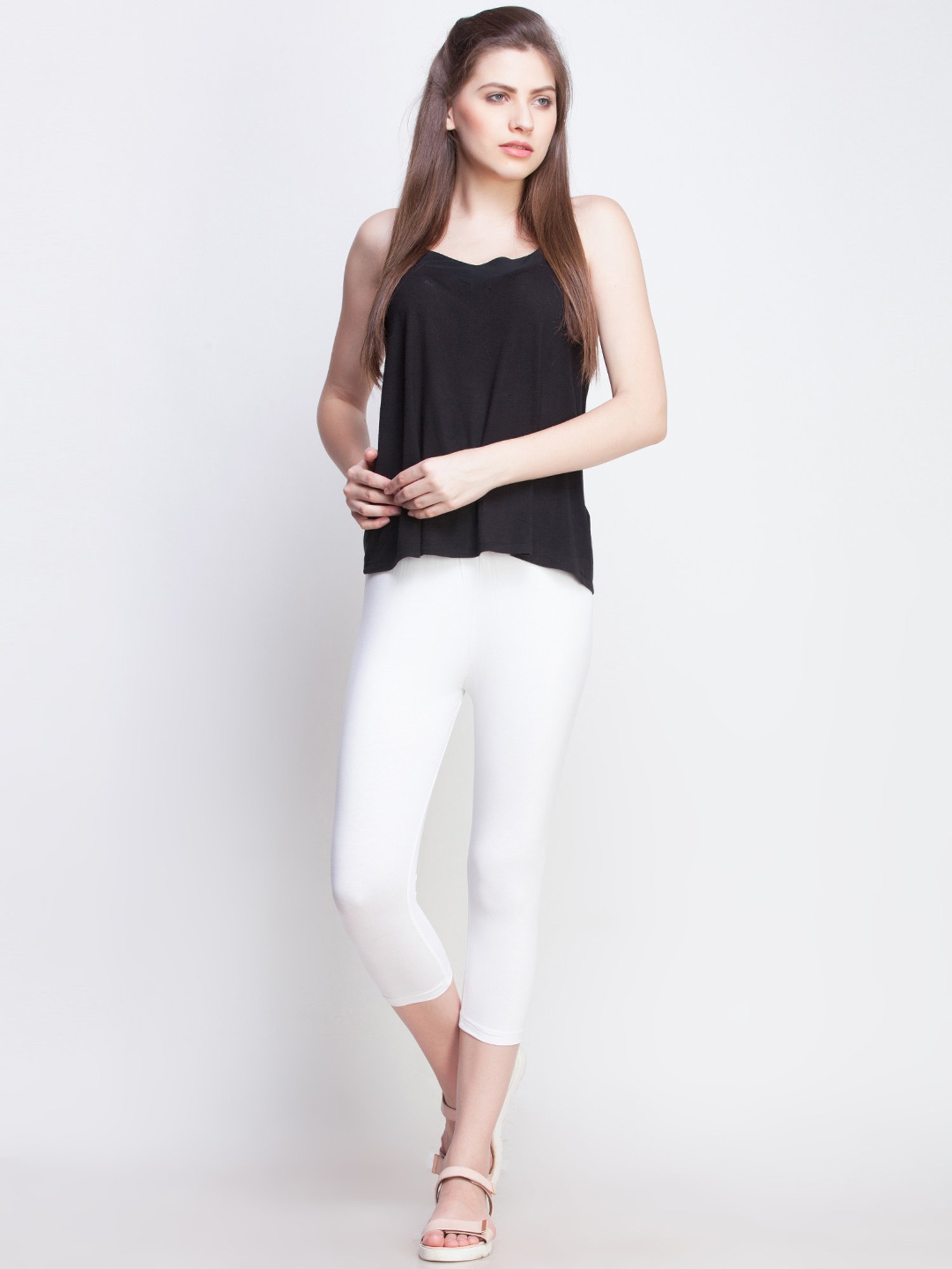 Dollar Missy Blue & White Slim Fit Capris Pack of - 2