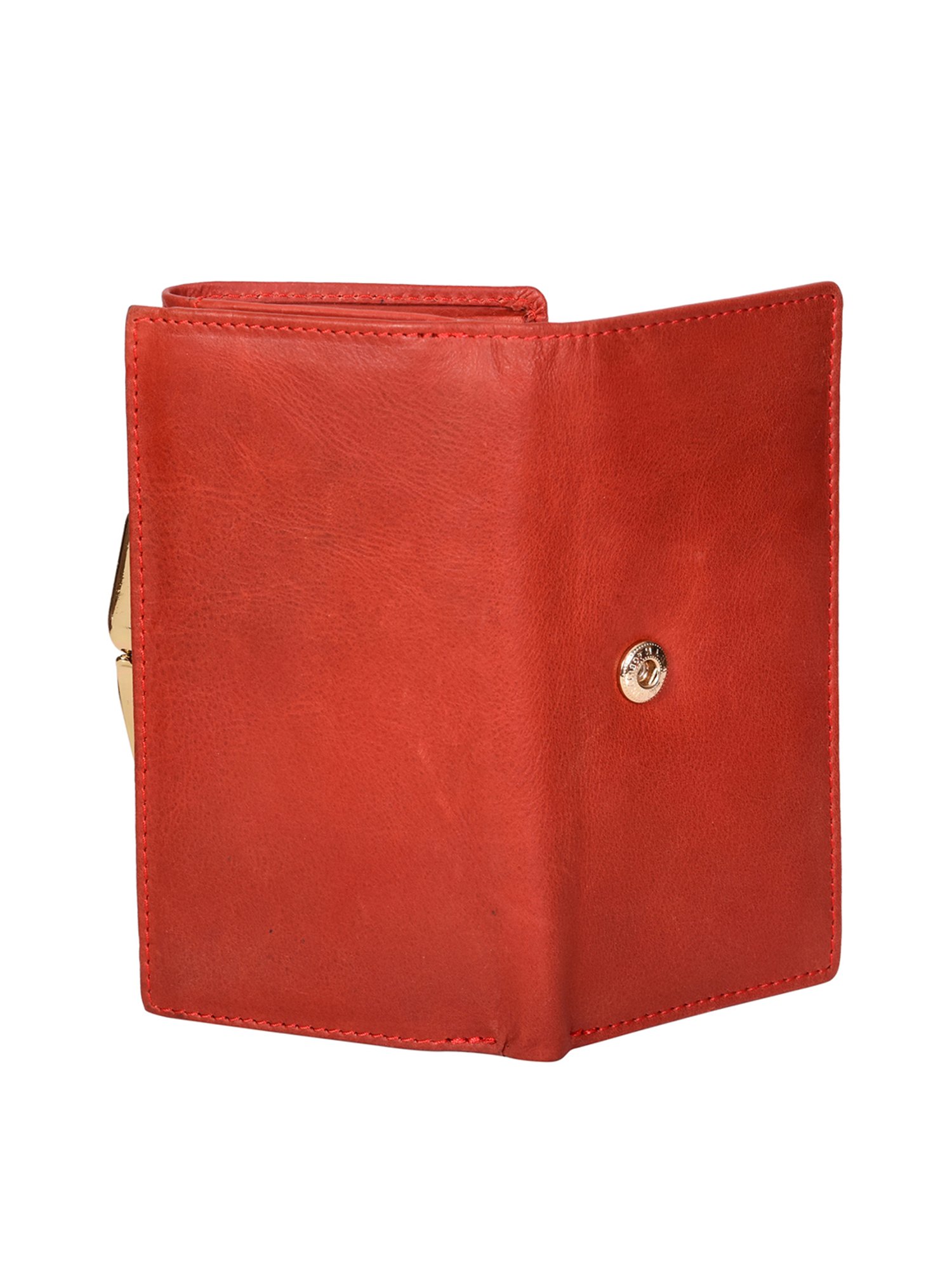 SASSORA Red Solid Rfid Tri-Fold Wallet for Women