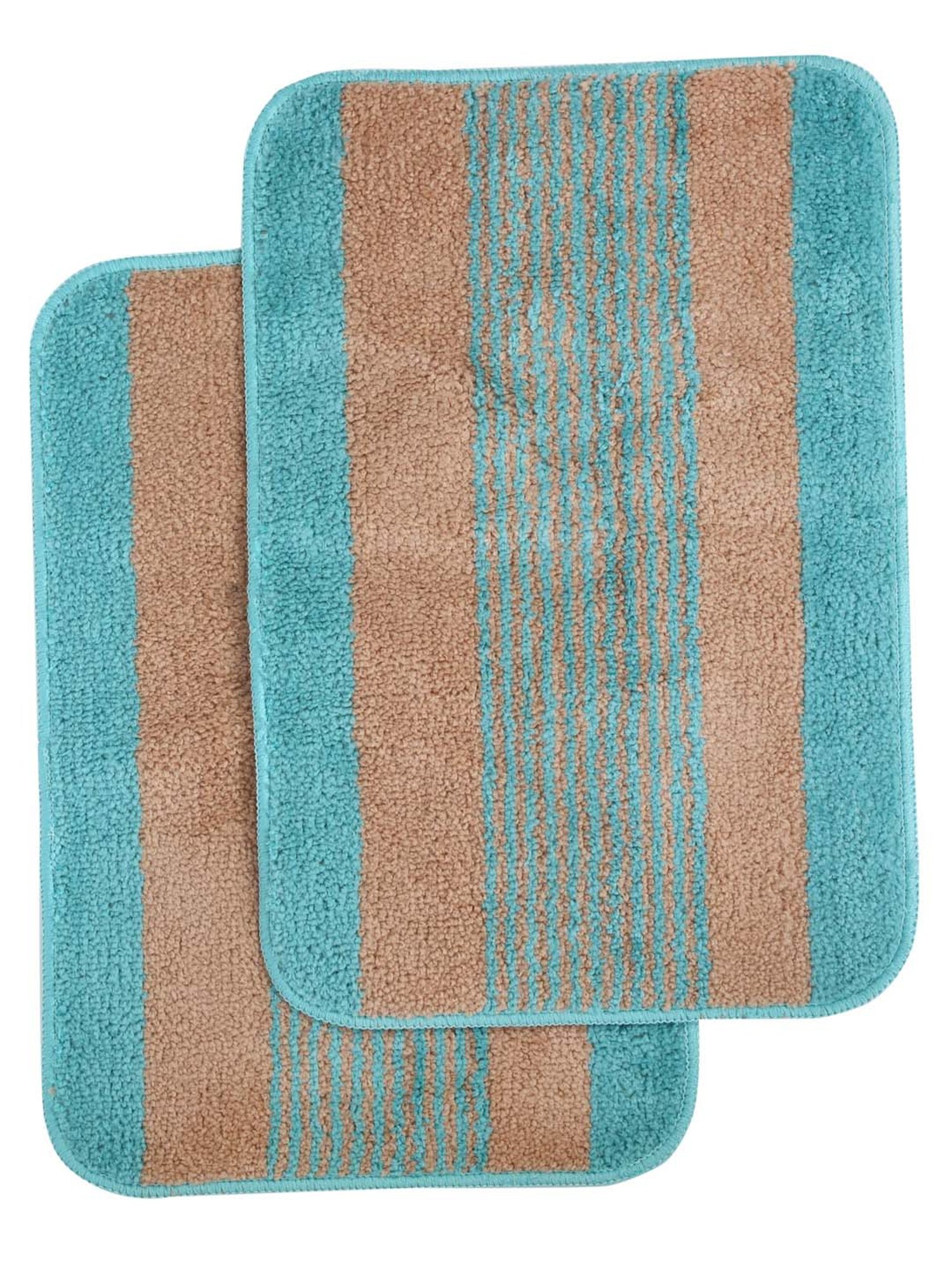 HOSTA HOMES Brown & Blue Cotton Anti-Skid Door Mats - Set of 2