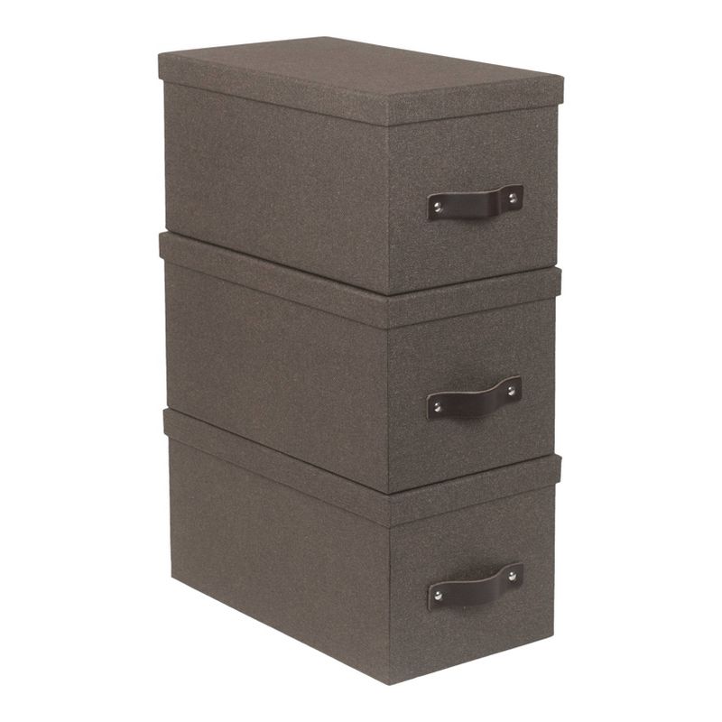 Set of 3 Silvia Canvas Media Box Dark Brown - Bigso Box of Sweden