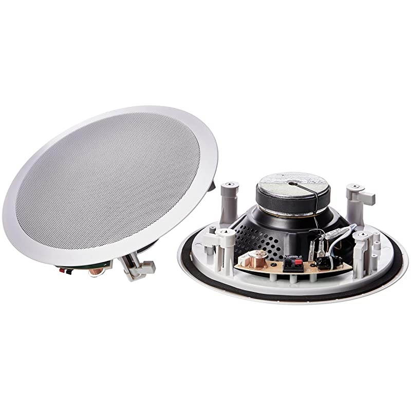 Basics 8" Round In-Ceiling In-Wall Mounted Speakers, Set of 2