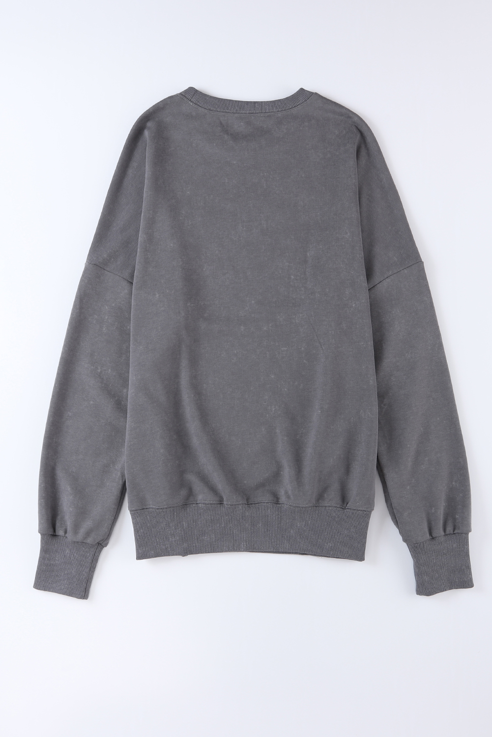 Gray Plain Drop Shoulder Ribbed Trim Oversized Sweatshirt