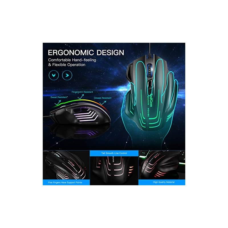 Gaming Mouse  Wired Mouse Gaming Mouse Wired Computer Mouse Wired PC Gaming Mouse UP TO 7500 DPI 7 Programmable Buttons Ergonomic Gaming Mice for Windows XP Vista WIN7 WIN8 Win10 MAC