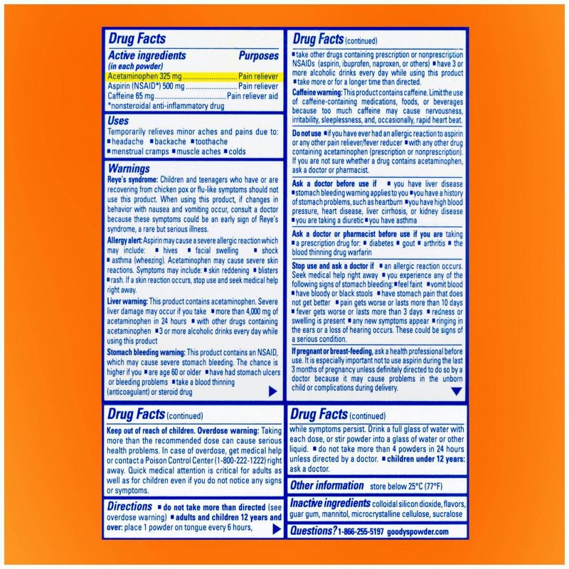 Goody's Extra Strength Headache and Pain Relief Powder - Acetaminophen - Cool Orange  - 24ct