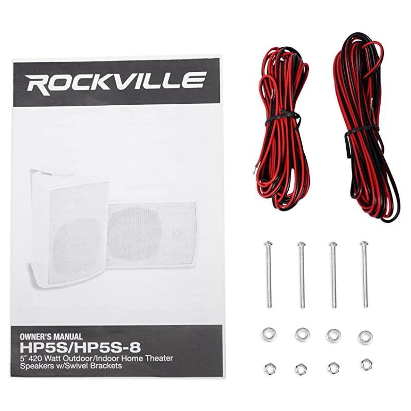 2  HP5S8 525 OutdoorIndoor Home Theater Speakers wSwivel Bracket White