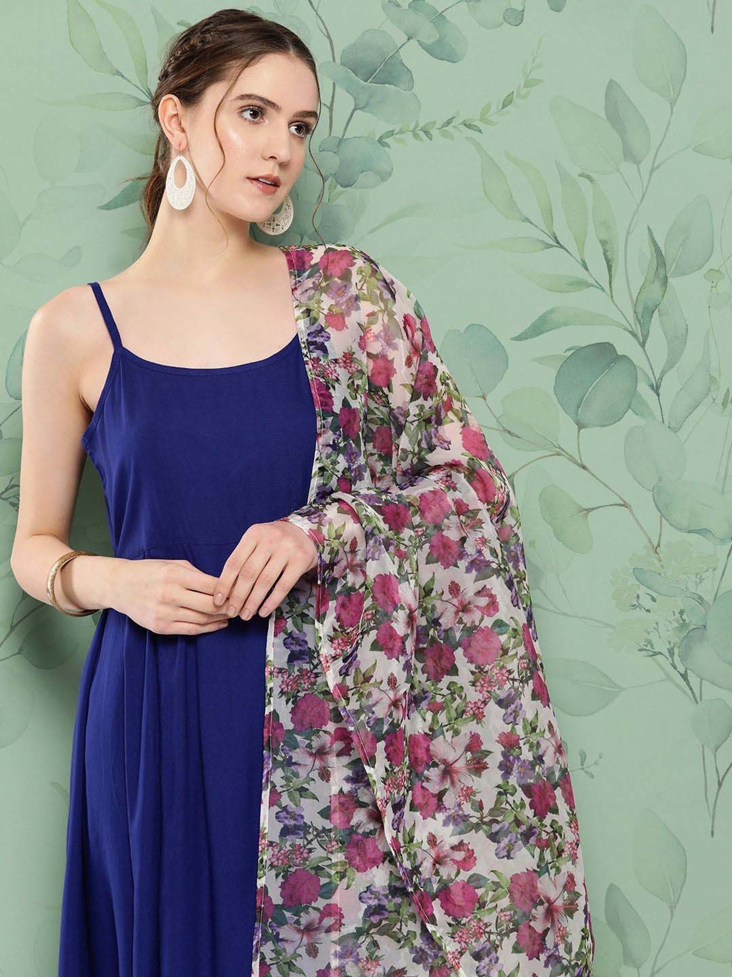 Inweave Blue & White Kurta & Palazzo Set with Dupatta