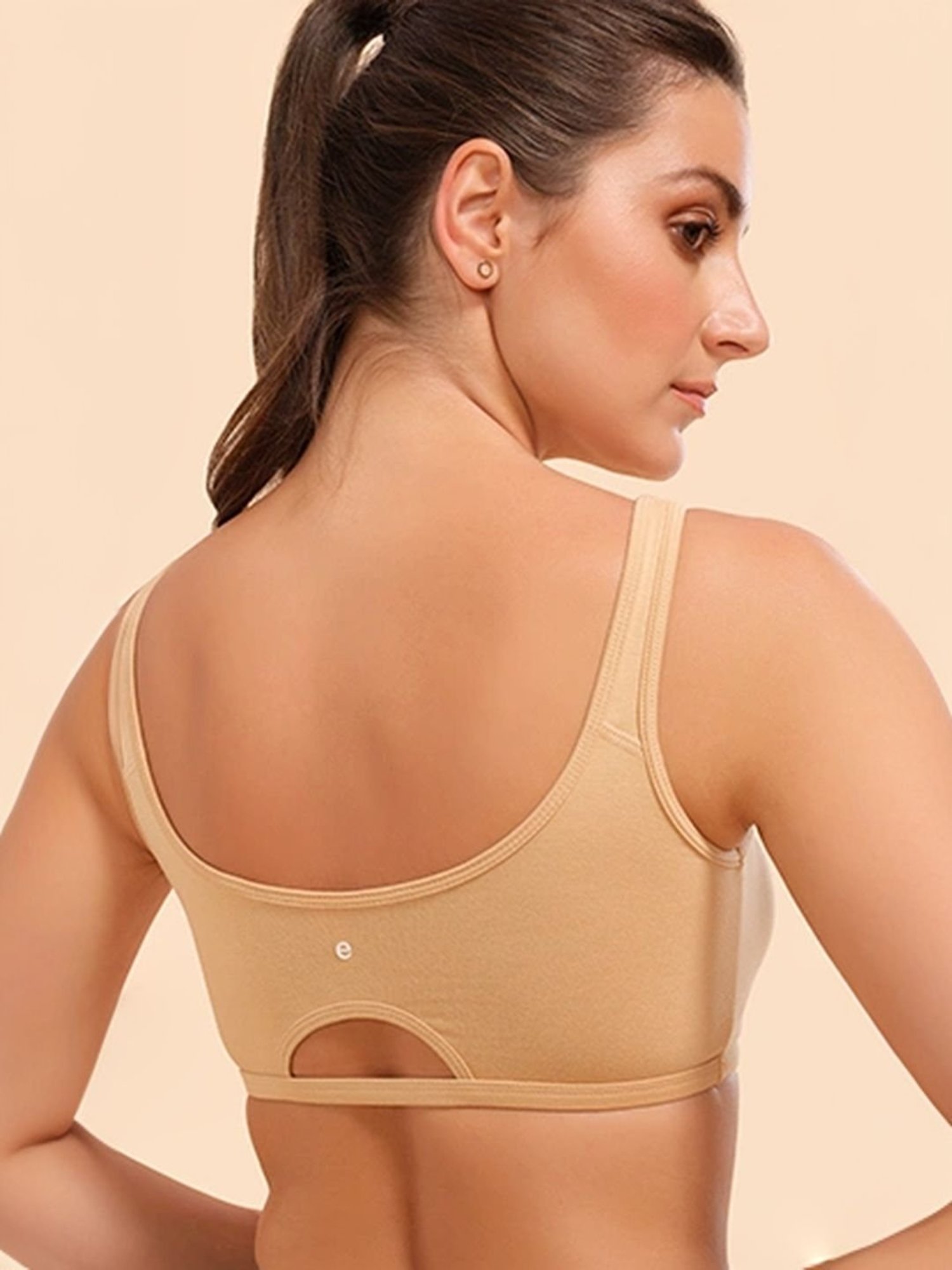 Enamor Beige Non Wired Non Padded Sports Bra