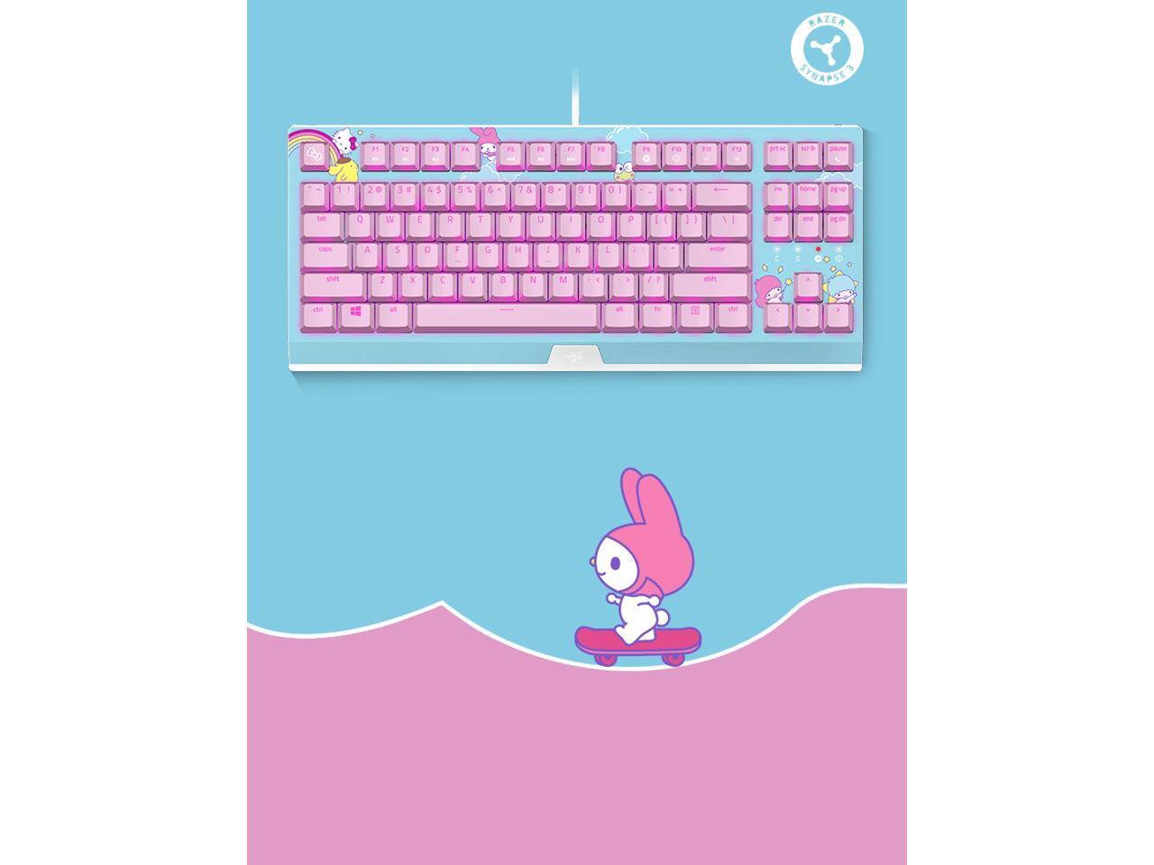 Razer HelloKitty I SANRIO Pink Wired Keyboard Exclusive 87 Key Backlit Mechanical Keyboard