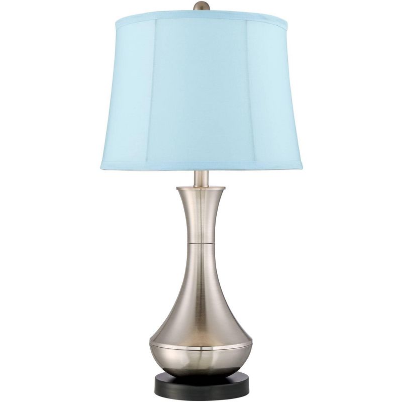 360 Lighting Simon Brushed Nickel USB Blue Softback Table Lamps Set of 2