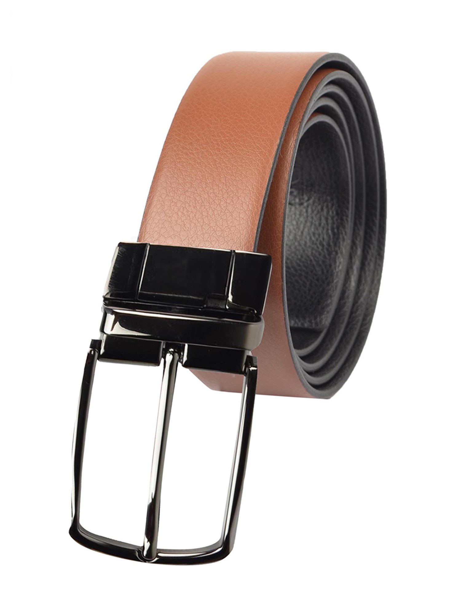 BULCHEE Tan & Black Leather Reversible Formal Belt for Men