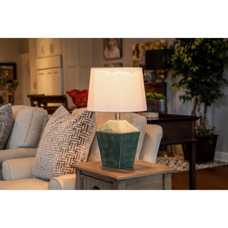 19.5" Carrol Geometric Table Lamp (Includes LED Light Bulb) Soft Turquoise - Decor Therapy