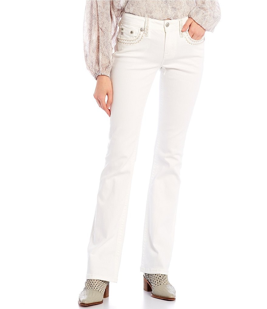 Miss Me Chloe Border Stitch Pocket Bootcut Jeans