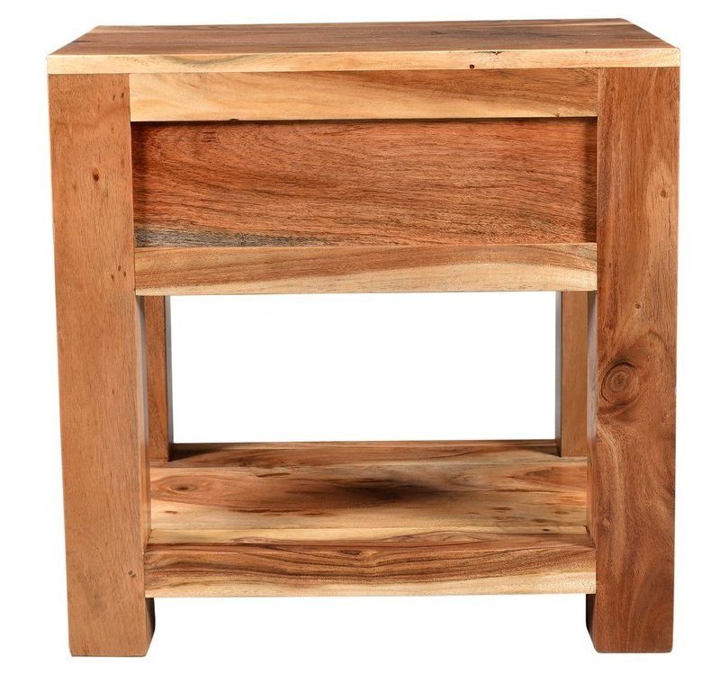 Ajmer Solid Wood Nightstand with 1 Drawer Brown - Timbergirl