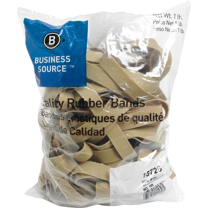 Business Source Rubber Bands Size 33 1 lb./BG 3-1/2"x1/8" Natural Crepe 15743