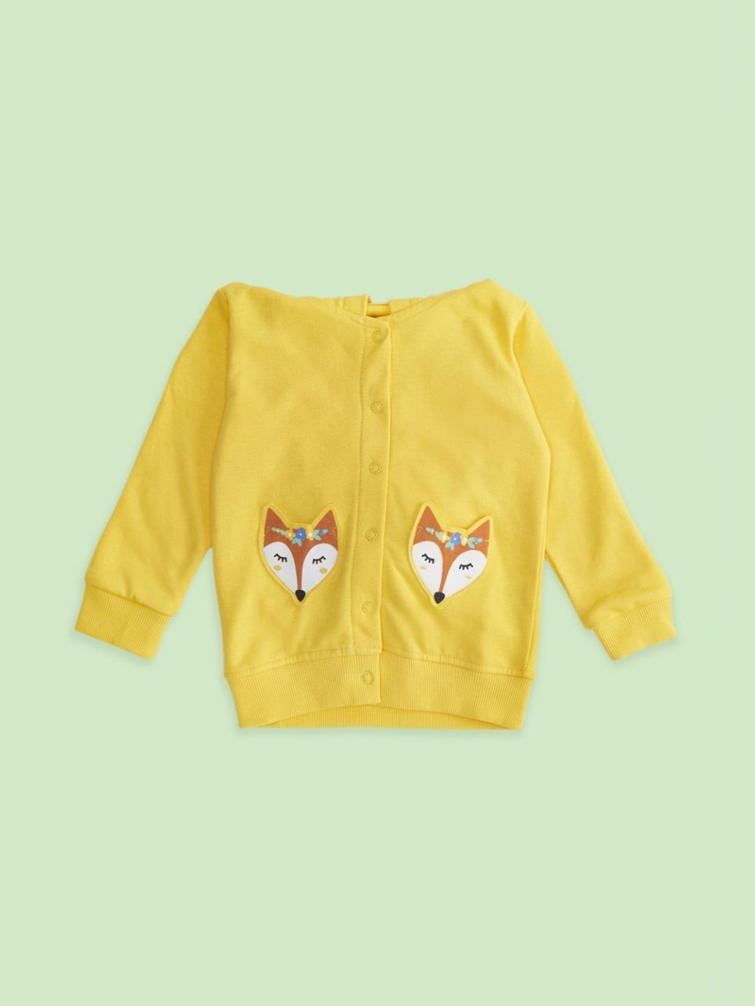 Pantaloons Baby Yellow Cotton Applique Full Sleeves Sweatshirt