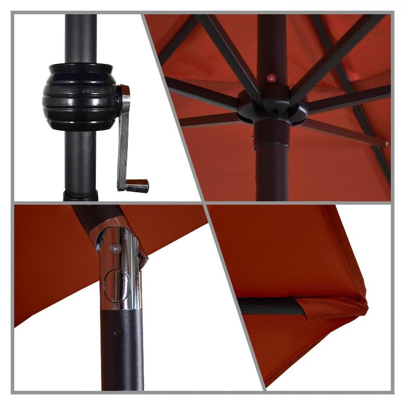Astella  9 Ft. Aluminum Push Tilt Patio Umbrella W/ Crank Lift - Black Frame / Polyester Brick Canopy ECO906D709-P40