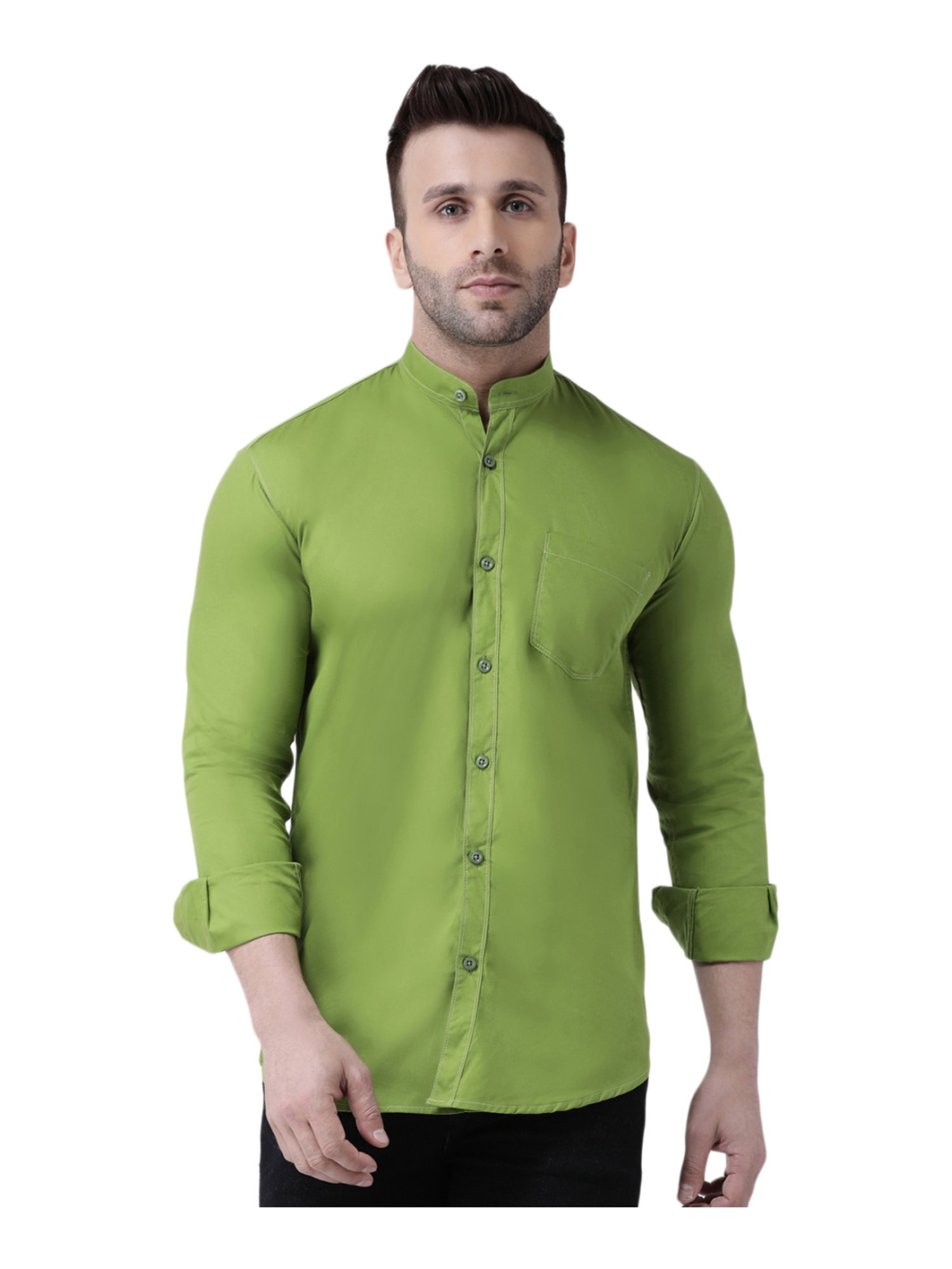 Hang Up Green Cotton Slim Fit Shirt