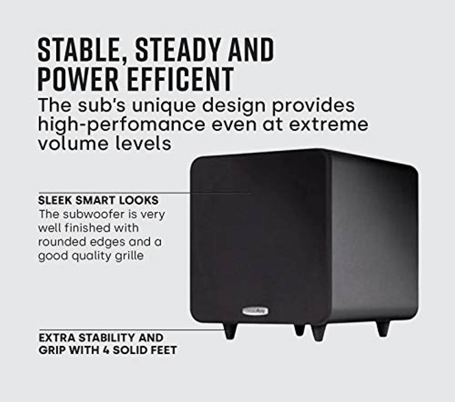 Polk Audio PSW111 8" Powered Subwoofer - Power Port Technology | Up to 300 Watt Amp | Big Bass in Compact Size | Easy Setup with Home Theater Systems Black (PSW111)