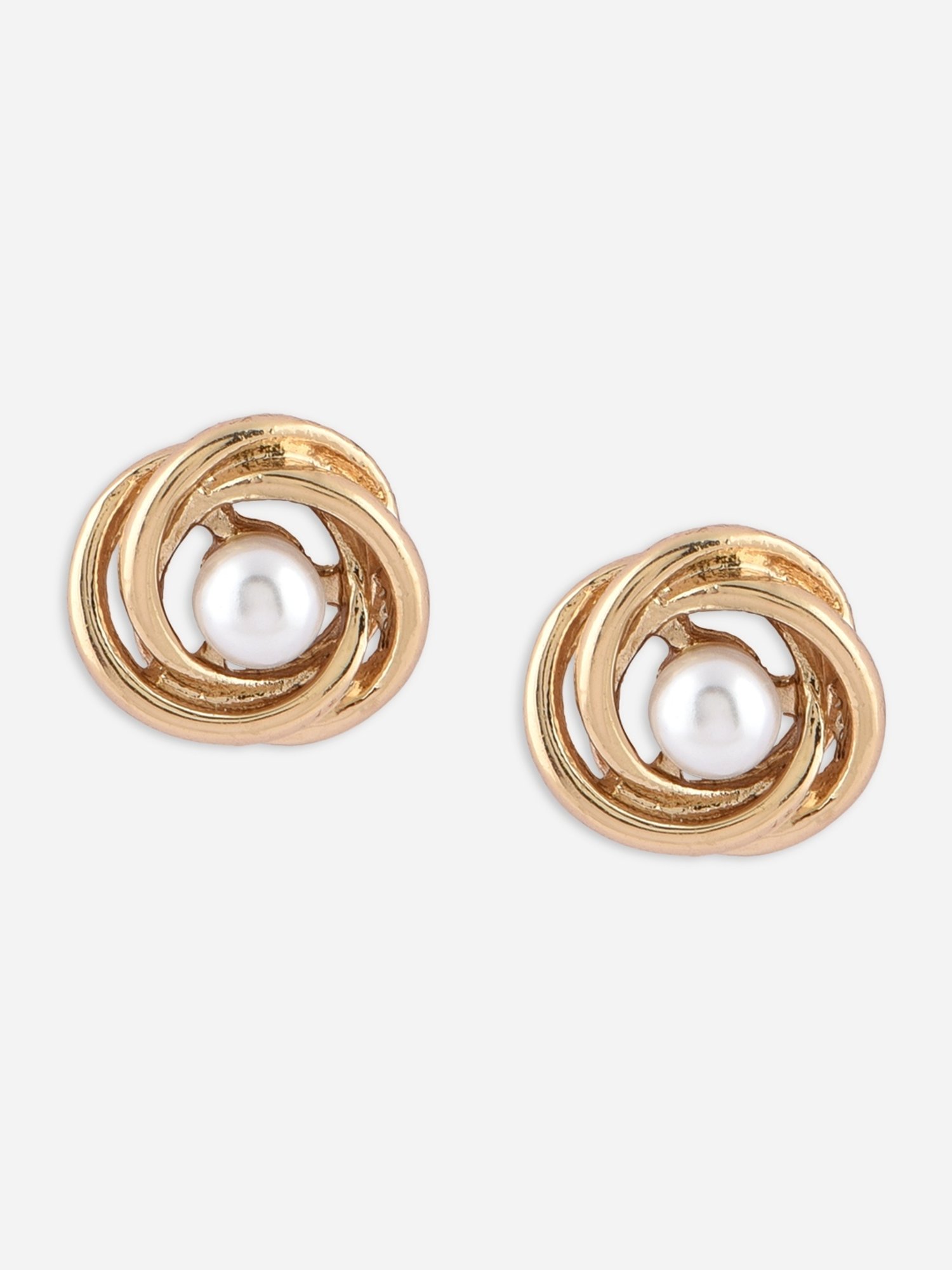 ToniQ Floral Pearl White Stud Earrings for Women