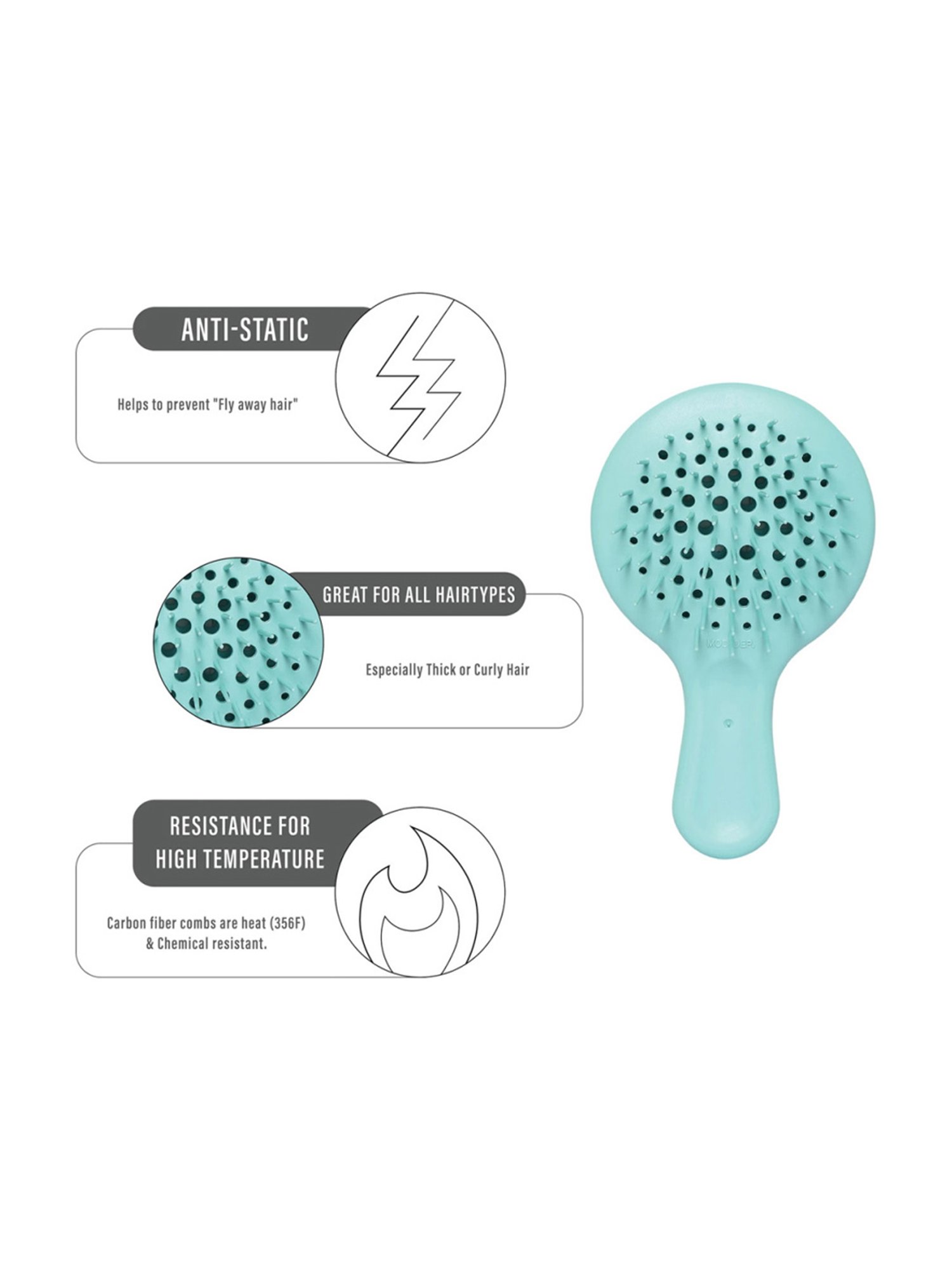 Janeke 1830 Professional Turquoise Silicone Bag Hair Brush