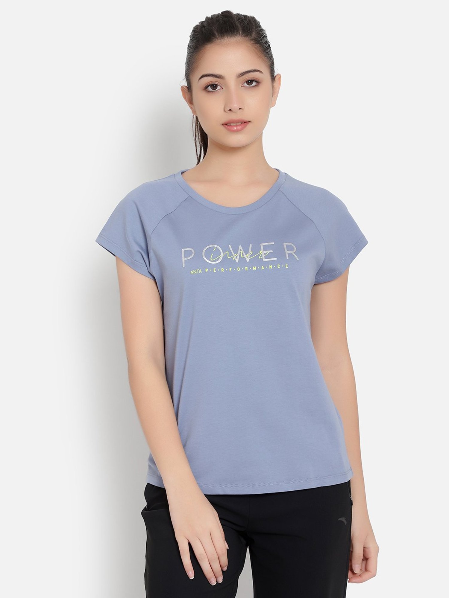 Anta Blue Cotton Printed Sports T-Shirt