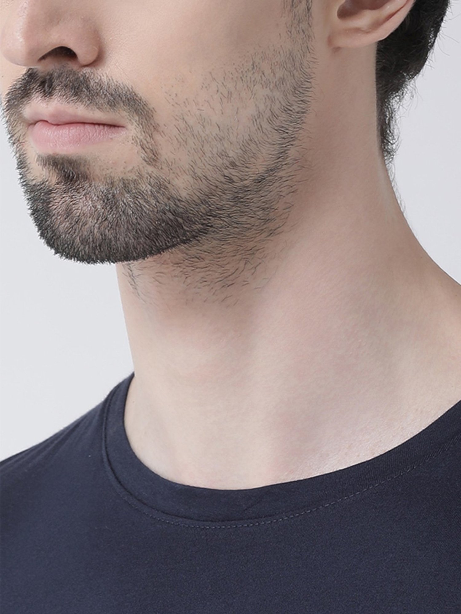 Friskers Navy Blue Cotton Slim Fit Printed T-Shirt