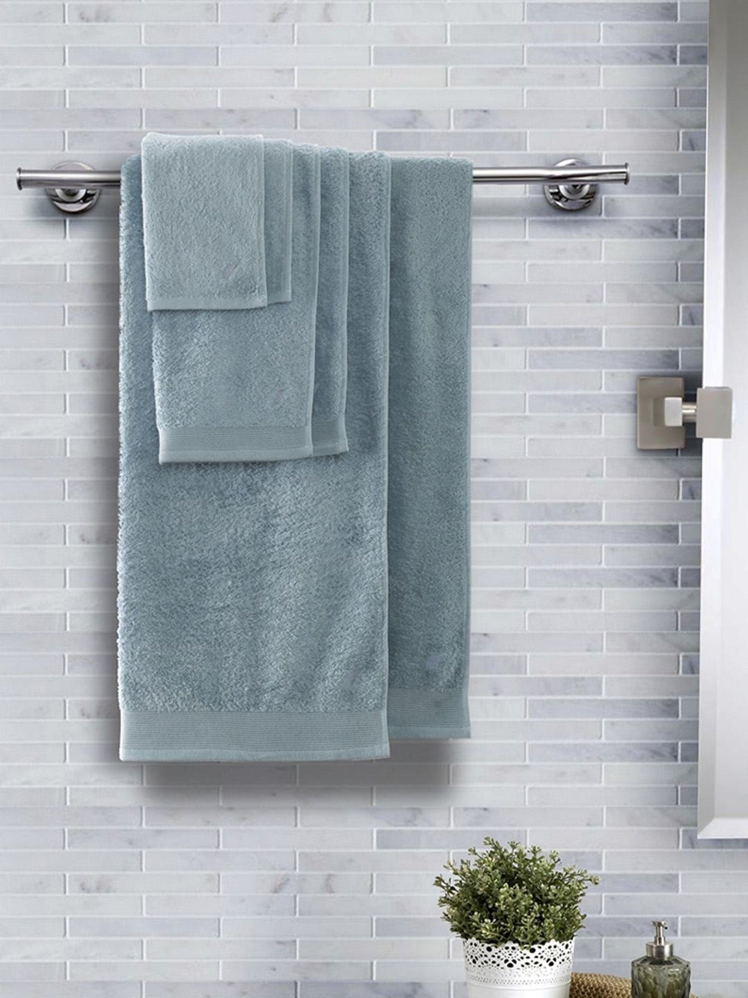 Maspar Blue Cotton 550 GSM Bath Linen Set