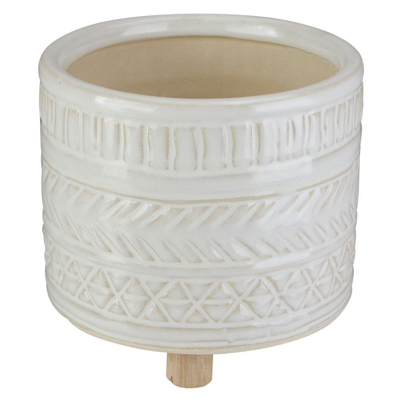 Raz Imports 4.75" White Footed Textured Clay Planter