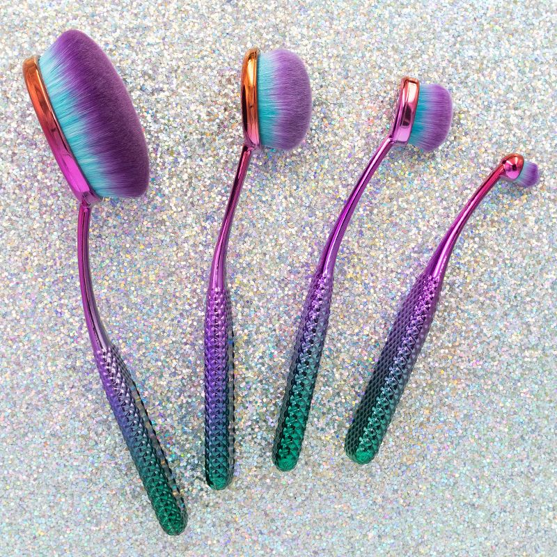 MODA Brush 4pc Prismatic Face Perfecting Makeup Brush Set, Includes - Foundation, Contour, Detail Contour, and Concealer Brushes