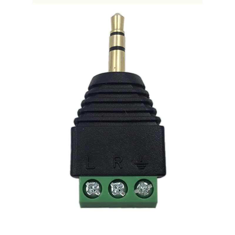35mm 3 Pole Stereo Audio Video Male to 3 Screw Terminal Female Double Track Headphone Replacement Solderless Balum Converter Adapter 2Pack