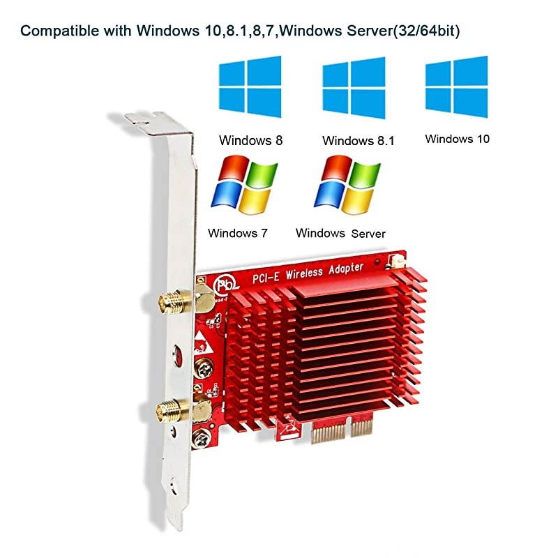 Wireless AC Dual Band 1200Mbps 24GHz 300Mbps or 5GHz 867Mbps PCI Express PCIe WiFi Bluetooth Adapter for Windows Server7881103264bit PCsPCIE WiFi Bluetooth CardFSAC85BT