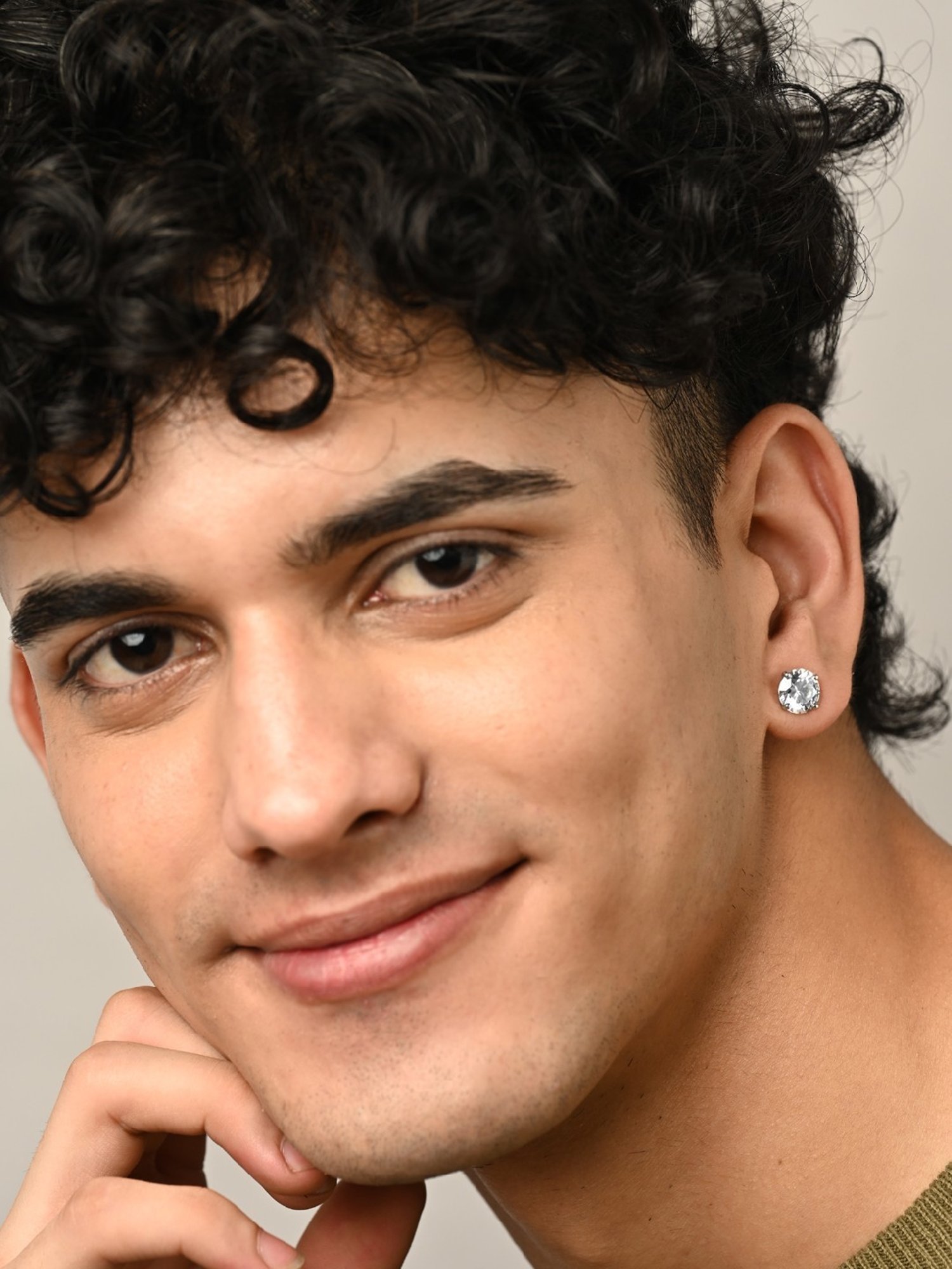 Clara 925 Pure Sterling Silver Round Solitaire 9 mm Stud Earring Gift for Men