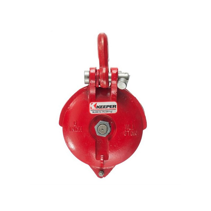 Keeper KWA14650 36000 Pound Weight Capacity Heavy Duty Cast Iron Winch Snatch Pulley Block with Connectors for Straps and Chains & Grease Fitting, Red