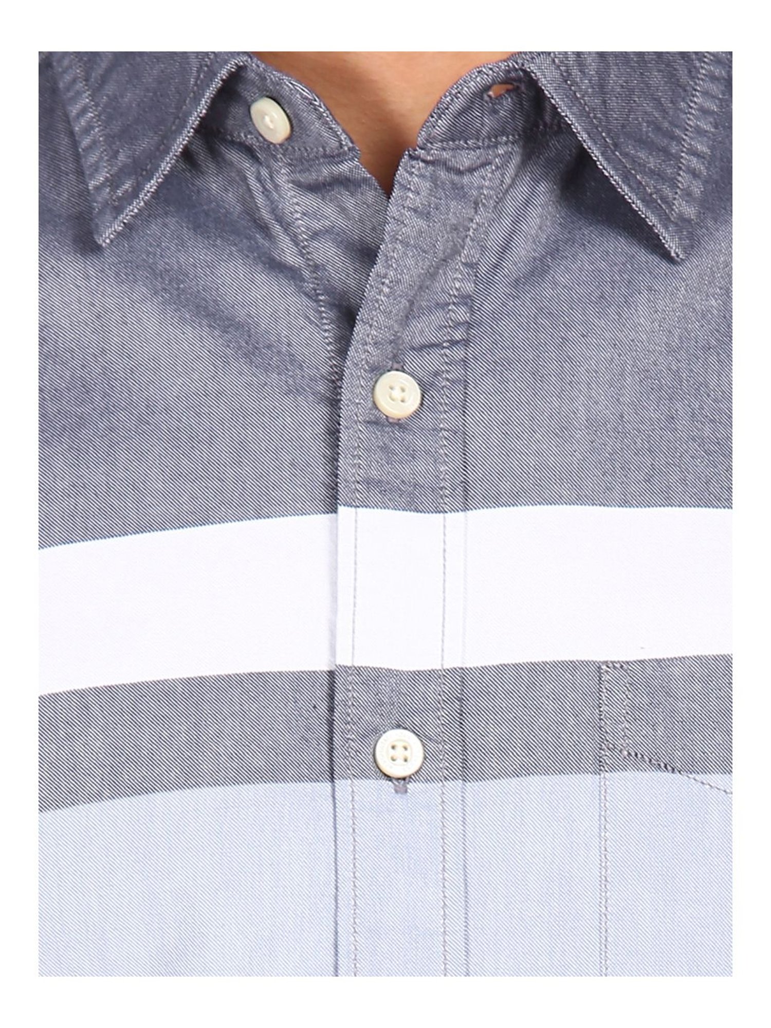 Aeropostale Blue Cotton Regular Fit Striped Shirt