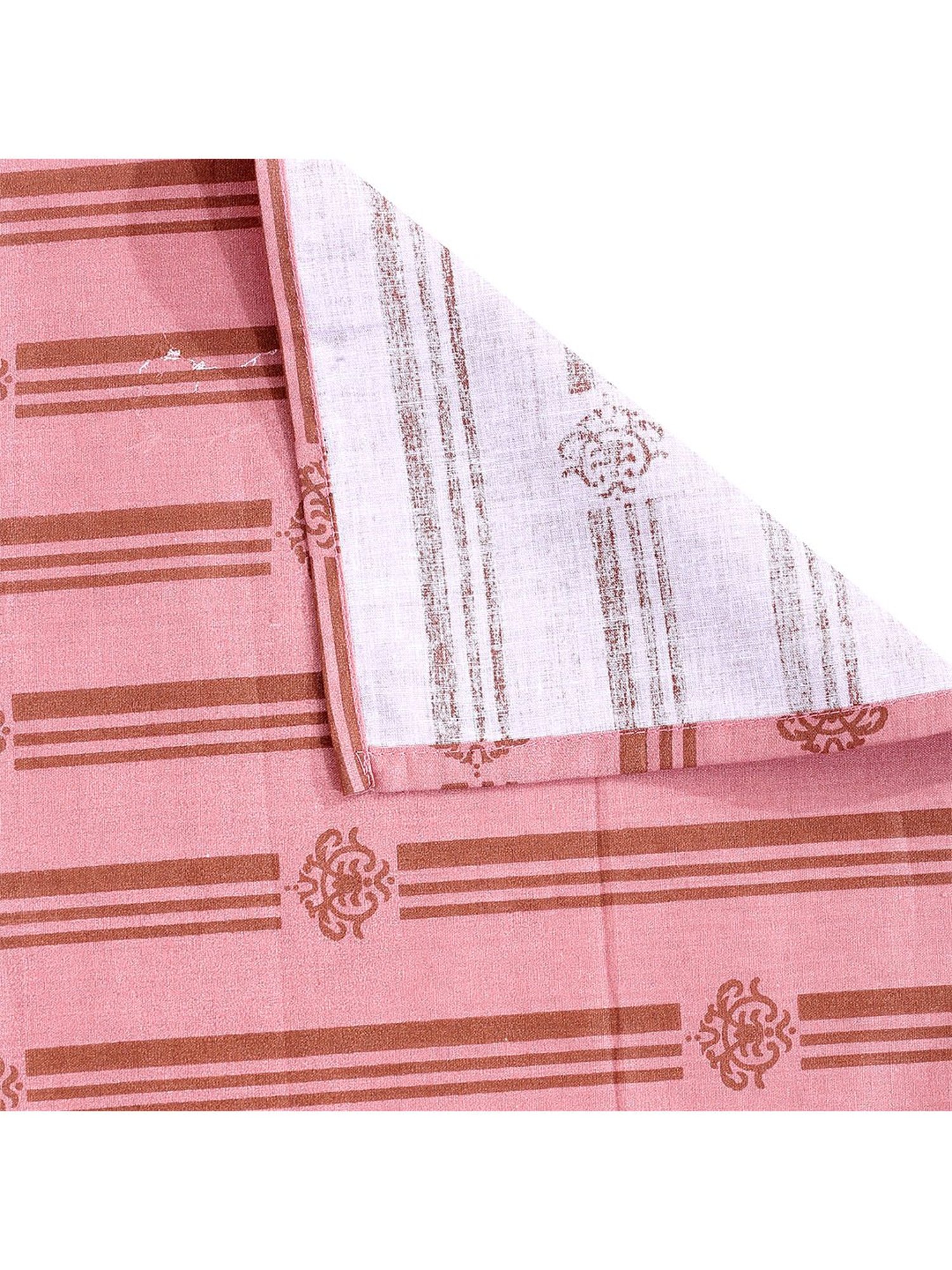 Swayam Vedic Motif Red & Pink 180 TC Cotton King Bedsheet with 2 Pillow covers