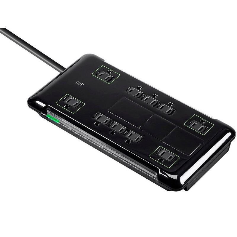 C2G 6-Outlet Surge Suppressor with (3) 1ft Outlet Saver Power Extension Cords - Receptacles: 6 x NEMA 5-15R - 270J