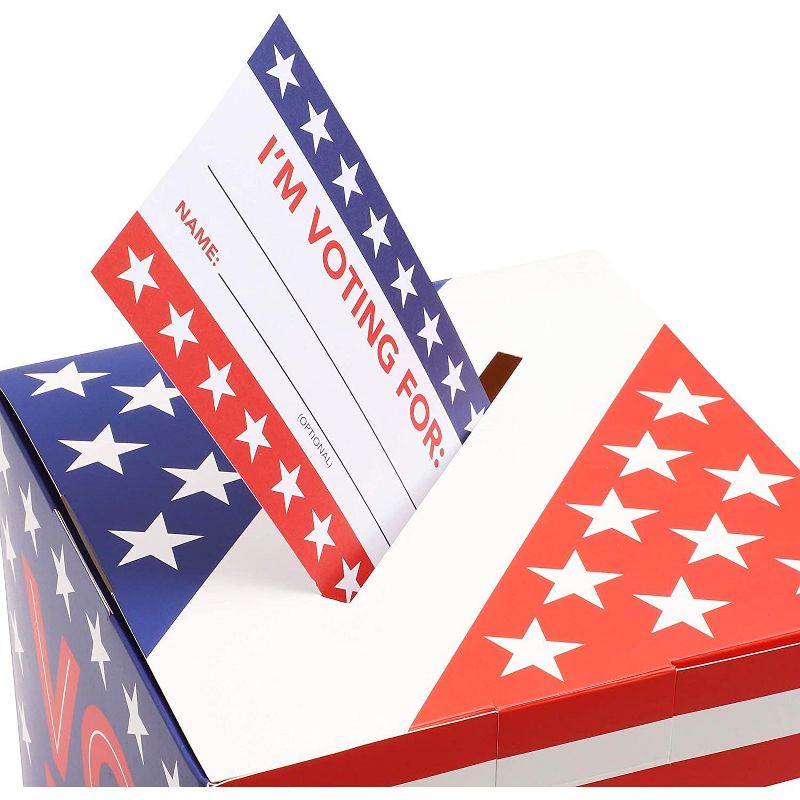 Sparkle and Bash 51 Pack Patriotic Voting Box with Cards for Election Day (8 in Box)