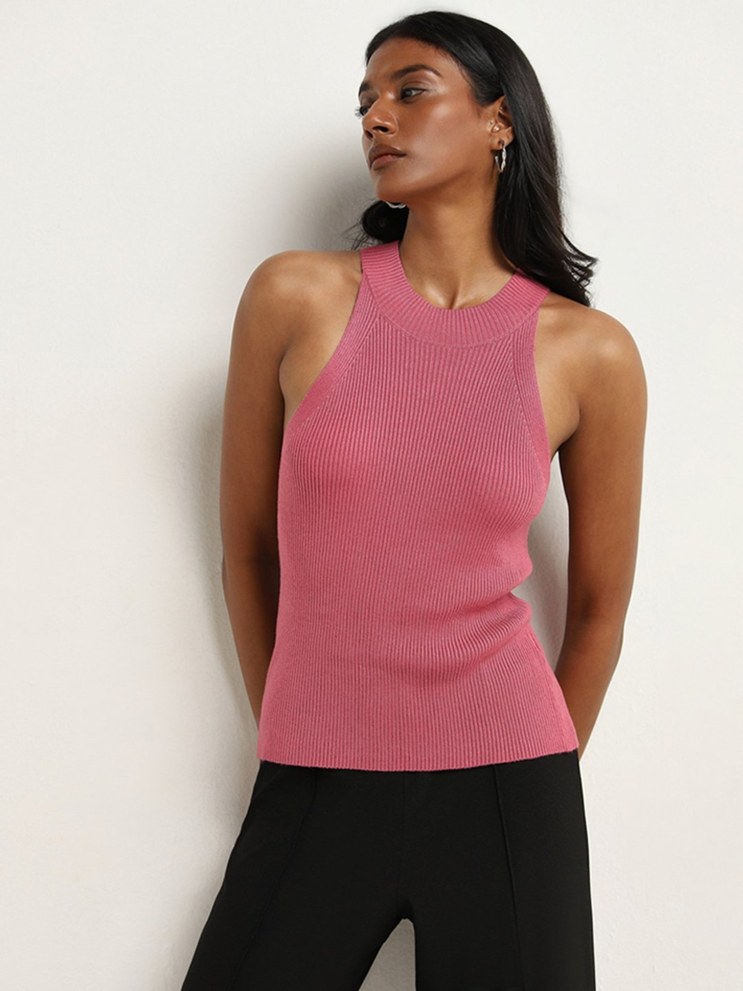 Wardrobe by Westside Dusty Pink Ribbed Textured Top