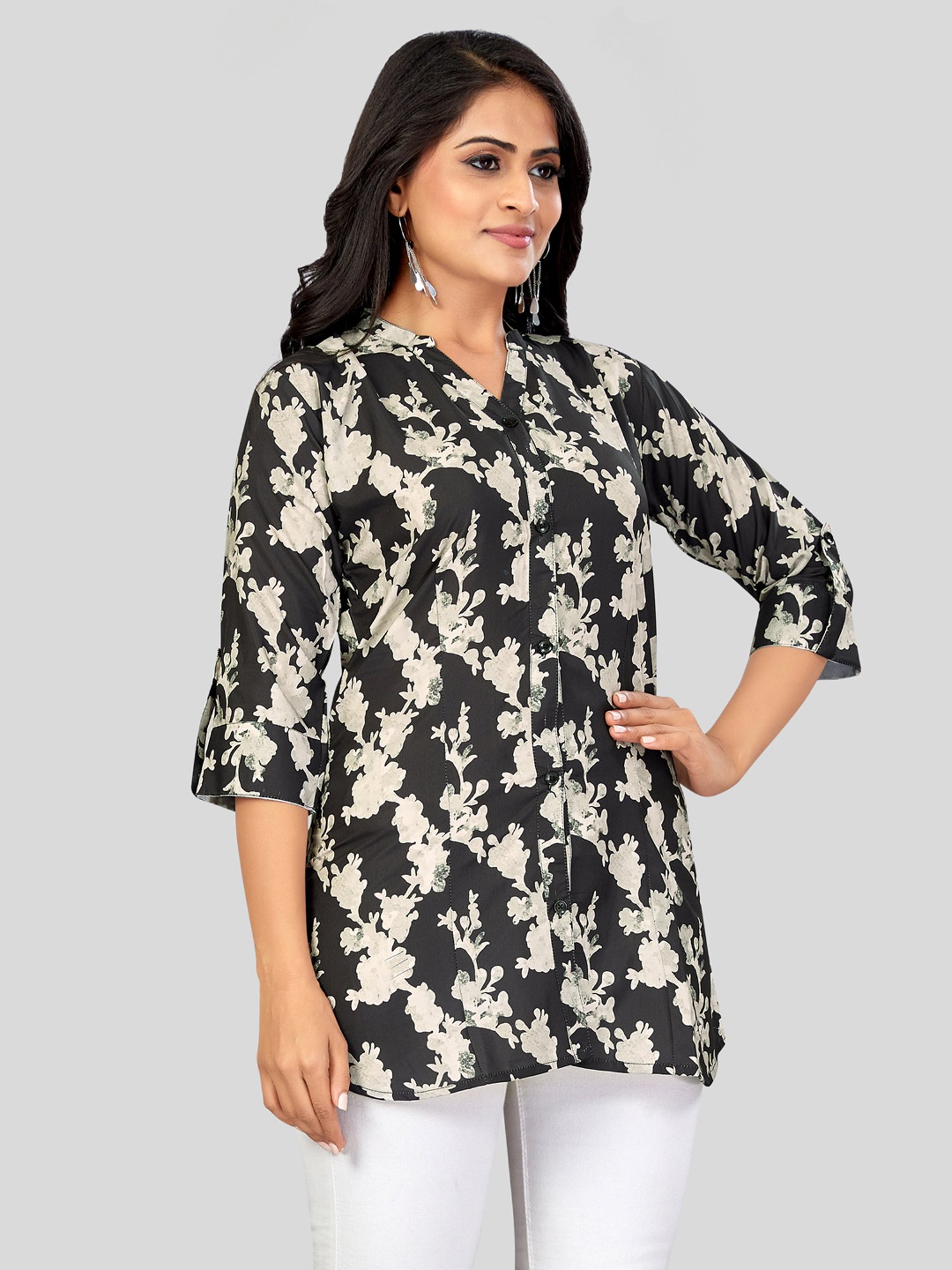 Saree Swarg Black Printed Short Kurti