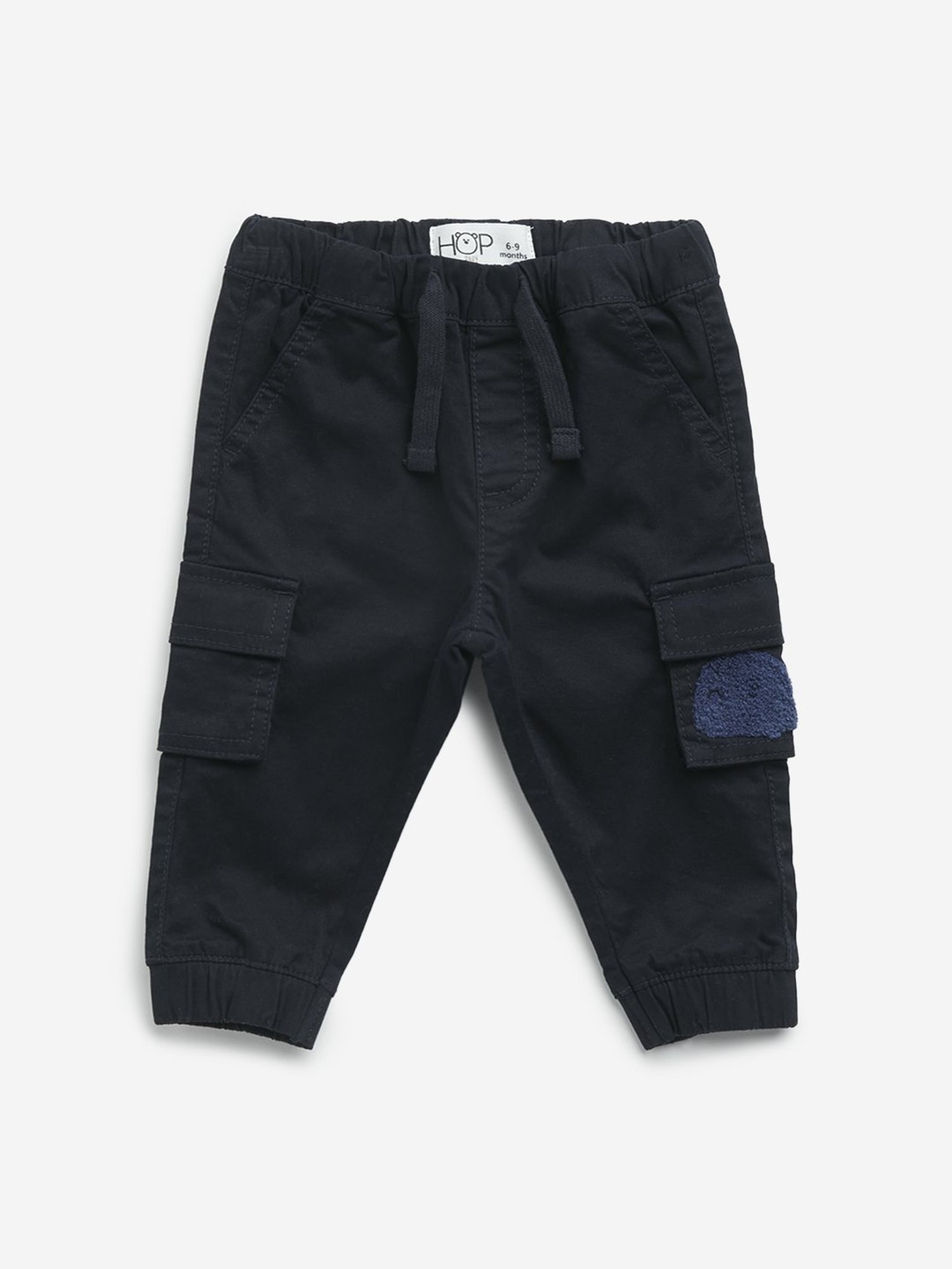 HOP Baby by Westside Dark Navy Mid-Rise Cotton Blend Cargo Joggers