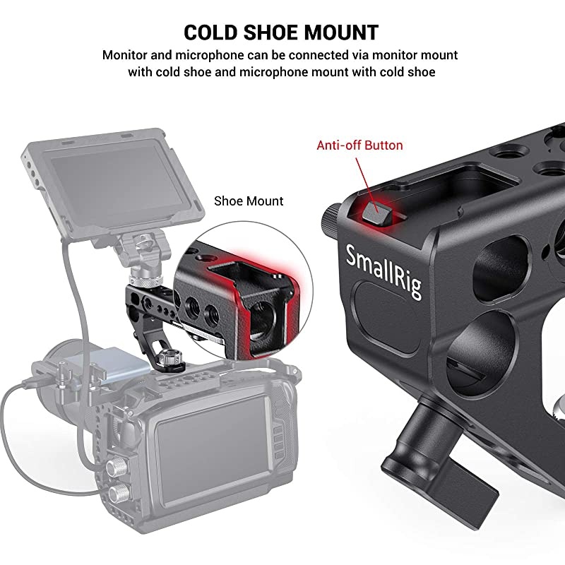 Handle with Locating Hole for ARRI Standard, Anti-Off Designed Cold Shoe Adapter,15mm Rod Clamp - 2165