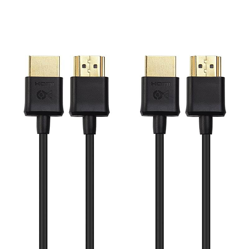 2Pack Ultra Thin HDMI Ultra Slim HDMI 4K Rated with Ethernet 10 Feet
