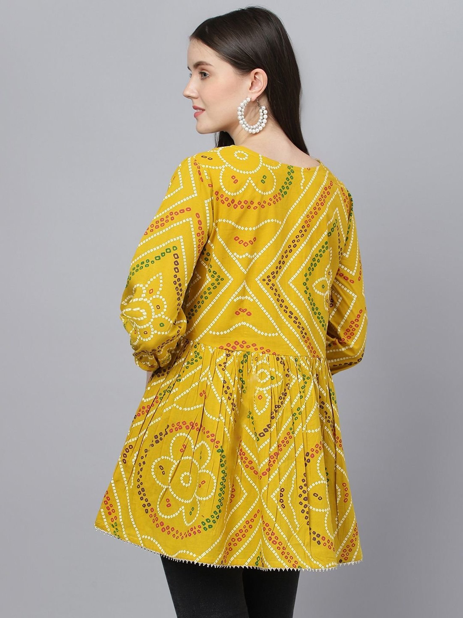 Divena Mustard Pure Cotton Printed Tunic