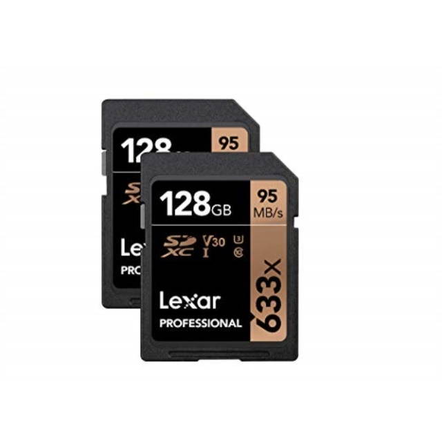 Lexar 128GB Professional Class 10 UHS-I U1 633x SDXC Memory Card, 2 Pack
