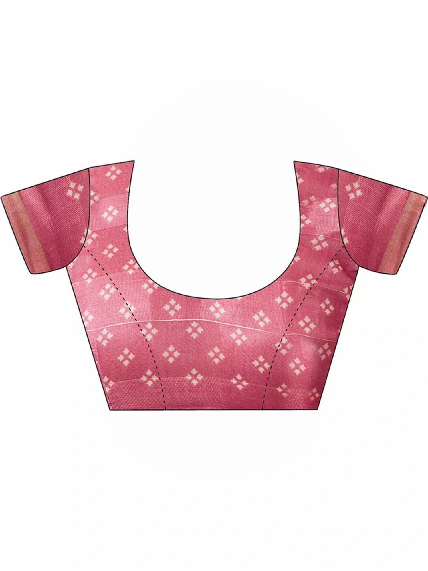 Satrani Pink Floral Print Saree With Unstitched Blouse