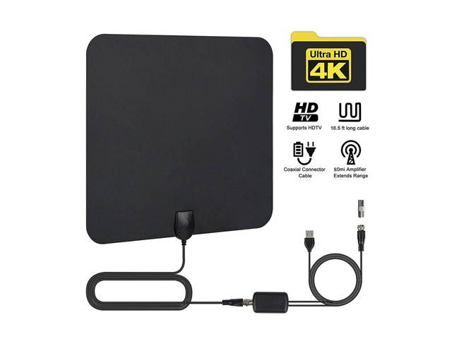 Antenna TV Digital HD 200 Mile Range Skywire TV Indoor 1080P 4K 16ft Coax Cables